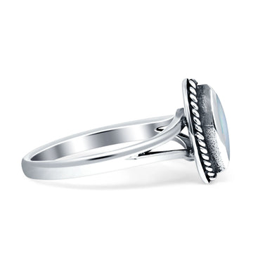 Marquise Twisted Rope Split Shank Oxidized Created White Opal 925 Sterling Silver Wholesale